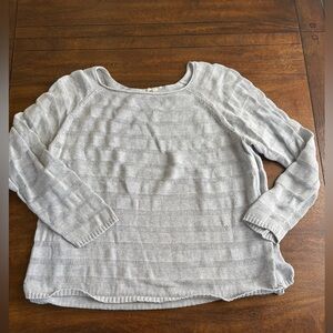 Eileen Fisher Organic Cotton LS Open Knit Gray Boatneck Sweater Size 3X **